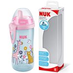 NUK Kiddy Cup Toddler Cup | 12+ Months | 300 ml | Leak-Proof Toughened Spout | Clip & Protective Cap | BPA-Free | Pink