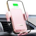 Wireless Car Charger, JOYMASS 15W Fast Charging Auto Clamping Car Charger Cell Phone Holder Mount Vent for iPhone 15 14 13 12 Mini Pro Max, Samsung Galaxy S24 Ultra S23 S22 S21+ Note 20, etc - Pink