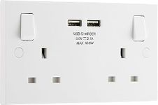 BG Electrical Double Switched Fast Charging Power Socket with Two USB Charging Ports