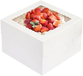 Moretoes 15Pcs Cake Boxes, 12x12x8 Inch White Bakery Boxes with Window Cake Containers Tall Dessert Cardboard Boxes
