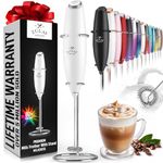 Zulay Kitchen Powerful Milk Frother Wand - Ultra Fast Handheld Drink Mixer - Electric Whisk Foam Maker for Coffee, Lattes, Cappuccino, Frappe, Matcha, Hot Chocolate & Coffee Creamer - White
