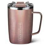 BrüMate Toddy - 16oz 100% Leak Proof Insulated Coffee Mug with Handle & Lid - Stainless Steel Coffee Travel Mug - Double Walled Coffee Cup (Glitter Rose Gold)