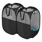 SYVOFOX 2 Pack Mesh Collapsible Laundry Baskets, Pop up Laundry Hamper Bins, Folding Washing Basket with Handles for Clothes Tidy Storage (Black)