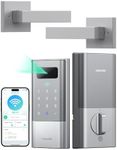 DESLOC Palm Vein Smart Lock with Lever Handle, K140 Plus Keyless Entry Door Lock with Keypad Deadbolt, 10000mAh Li-ion Battery, App Control, WiFi Digital Front Door Lock, Auto Lock, BHMA 3, Silver