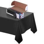 Clearly Elegant SOLID BLACK Tablecloth Roll, Strong Plastic Disposable Table Cloth, Party Wedding Celebration Tableware Covering 12 Rectangle Picnic Tables 100 Feet Long [SOLID BLACK]