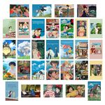 Unquote Studio Ghibli Anime Wall Decor Art Posters - Set of 30 (10L x 15W) CM - Home & Room Decoration Cartoon Stickers, 300 GSM Paper Boho Aesthetic Posters for Gifts with Double Sided Tape