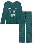 Ladies Bamboo Viscose Pyjamas Set Soft Lightweight Long Sleeve Long Pants Moisture Wicking Jersey Knit PJs Sets Ladies Sleep Set Petite (Green, Small)