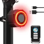 NineLeaf Smart Bike Taillight with Remote Control, USB Rechargeable 110DB Anti-Theft Bicycle Alarm Tail Light with Automatic Brake Light, IP54 Cycling Rear Light