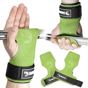 DMoose Fitness Weight Lifting Grips - Anti Slip Neoprene Padded Gym Straps for Powerlifting, Cross Training & Pullups - Wrist Support Grips for Deadlifts & Weight Lifting (Military Green, Medium)