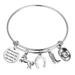 Cowgirl Jewelry Horse Charm Bracelet Horse Lover Equestrian Gift Horses Aren't My Whole Life They Make My Life Whole Horseshoe Charm Bangle (Horses whole life bgCA)