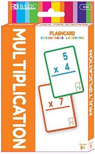 BAZIC Products Multiplication Flash Cards, Numbers Elementary Math Flashcards Game at School, Problem Solving (36/Pack), 72-Packs