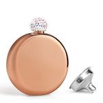 KWANITHINK Hip Flasks for Women, Stainless Steel Hip Flask Round with Funnel, Pocket Flask Alcohol Flask Gift for Women Valentine' s Day 5 oz (Gold)