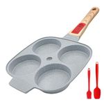 RANXINGST 4 Cup Egg Pan, Non Stick Ceramic Coating, Pancake Pan with Detachable Handle Burger Pan for Breakfast - Blue