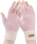 Winter Gloves - Fingerless Gloves Women Warm Knit Gloves for Cold Weather with Thermal Fleece Lined Ladies Glove