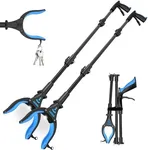 2-Pack Reacher Grabber Tool, 32" Grabbers for Elderly, Trash Picker Grabber with Light, Extended Claw Reacher Tool, Foldable Pick Up Grab Tool, Magnetic Sticks Grippers for Reaching (Blue)