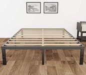 ZIORS 3500lbs Heavy Duty,14 Inch Steel & Wooden Slat Support Reinforced Platform Bed Frame,Mattress Foundation/No Box Spring Needed/Easy Assembly/Noise Free,Full/Queen/California King (King)