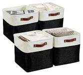 DECOMOMO Cube Storage Bin | Cube Storage Organizer Bins 13x13 Foldable Baskets for Shelf Closet Kids Cloth Bathroom (Black and White, Cube - 4 Pack)