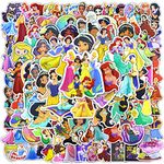 100pcs Princess Stickers, Princess Stickers for Girls Reward Stickers Anime Girl Stickers Hydroflask Waterproof Vinyl Cartoon Stickers for Water Bottles Notebooks Laptop Luggage Skateboards