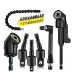 17Pcs Flexible Drill Bit Extension, Include 3Pcs Rotatable Socket Adapter 2Pcs Hex Shank 105° Right Angle Drill Attachment 10 Short Screwdriver Bits 90° Angled Bits and Bendable Drill Bit Extension