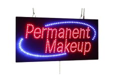 Pemanent Makeup Sign, 24"x12", 60x30cm, TOPKING, Signage, LED, Bright, Open, Signboard, Display, Grand Opening, Gift