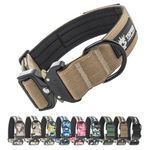 TSPRO Premium Dog Collar with Fluorescence Patch Thick Dog Collar Adjustable Dog Collar Heavy Duty Quick Release Metal Buckle Dog Collar for Small or Medium to Extra Large Dogs (Khaki -M)