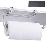 HULISEN Stainless Steel Paper Towel Holder Without Installation, Under The Cabinet Paper Roll Holder, Over The Door Towel Rack Kitchen Organizer Hanger