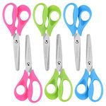 OneName Left-Handed Kids Scissors 6 Pack 5 Inch Left hand scissors for child School Student Scissors,Stainless Steel Sharp Blade Soft Comfort-Grip Handles Blunt Lefty Safety Scissors for Kids Scissor