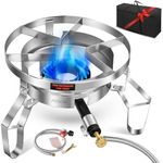 AOSION Stainless Steel Single Burner Propane Stove，100,000/BTU Heavy Duty Outdoor Propane Burner Gas Stove Cooker,High-Pressure Outdoor Burner for Cooking for Turkey Fryer,Crawfish Boil,Home Brewing.