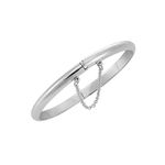 Silverly Round Hinged 925 Sterling Silver Bangles for Women Solid 925 With Chain - Classic Silver Bangle - Simple Elegant Mum Auntie Birthday Gifts - Sterling Silver Bracelet