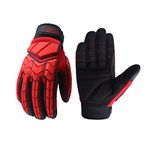 Heavy Duty Mechanic Glove,SBR Padding,Anti-vibration men Work Glove Premium Padded Rigger Glovee,Impact Gloves(Medium, Black and Red)