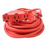 Bergen Industries Heavy-Duty Outdoor Triple Tap Extension Cord, 50', 14 AWG, 15A/125V AC, Orange