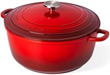 Dutch Oven Pot with Lid – Non Stick Dutch Oven for Bread Baking – Cast Aluminum Cooking Pot – Oven Safe Stock Pot – 6.8-Quart, 11 Inch, Red – by Nuovva