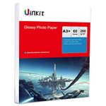 A3+ A3 Plus Photo Paper - 60 Sheets High Glossy Inkjet Paper 260Gsm Thick Heavy Paper 13x19" Uinkit 330x483mm