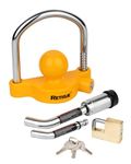 RETRUE Keyed Alike Trailer Lock Set Tow & Store Lock Kit, Come with Universal Coupler Lock (Yellow) & Dual Bent Pin Lock (Silver) & Brass Coupler Lock (Gold)