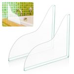 sdhiiolp 2pcs Shower Splash Guard, 8.3x7.9 In Acrylic Clear Self Adhesive Bath Corner Water Splash Guard to Keep Water in Shower, Preventing Kitchen Sink Water from Splashing