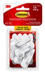 Command Utility Hooks Value Pack, Small, White, 6 Wall Hooks 12 Small Strips (17002C-VP)