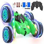 Remote Control Car,2.4Ghz RC Stunt Car with Light Strip,4WD Off Road RC Crawler,Double Sided Hand Remote Control Car 360° Rotating Recharge RC Car Toy for Boys Girls Birthday