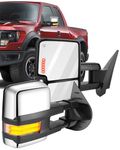 ECCPP Towing Mirrors, Pair of Chrome Exterior Automotive Mirrors fit for 2008-2013 Chevy Silverado GMC Sierra with Dynamic Running Lights Arrow Signal Reversing Lights Power Operation Heated