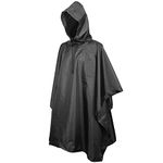 Senmortar Rain Poncho Multifunctional Raincoat Waterproof with Hood Black for Men Women Adult Hiking Fishing Festivals Camping