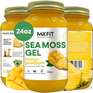 MAX FIT Sea Moss Gel Raw (12 Flavors) 24oz Wildсrafted Gold Sea Moss Gel from Saint Lucia | 92 Vitamins and Minerals | Pure Raw+Non-GMO | Vegan Superfood