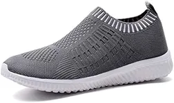 TIOSEBON Women's Athletic Walking Shoes Slip on Casual Mesh Sneakers Deep Gray 7.5 US Wide
