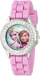 Disney Kids' FZN3554 Frozen Anna and Elsa Rhinestone-Accented Watch with Glittered Pink Band, Pink, Quartz Movement