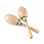 Musfunny Maracas Hand Percussion Rattles, Beech Wood Rumba Shakers with Professional Clear Rhythm Sounds Musical Instrument for Party Playing Recording (Natural)