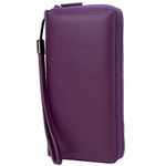 Bveyzi Women RFID Blocking Wallet Leather Zip Around Phone Clutch Large Travel Purse Wristlet (Purple)