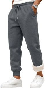 EFAN Mens Fleece Lined Sweatpants Sherpa Thermal Winter Joggers Darkgrey M