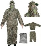 QuikCamo Mossy Oak Obsession NWTF 3D Leafy Suit | Silent Turkey Hunting Camouflage Bundle with Integrated Face Mask Hat | Lightweight Mesh Ghillie Suit for Bowhunting & Turkey Hunting (L-XL)