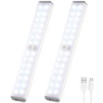 Wireless Under Cupboard Light,28 LED Motion Sensor Lights USB Type-C Under Cabinet Lighting Kitchen Wardrobe Battery Light Night Light body lamp with Magnetic Strip Stick-On Wardrobe,Closet Hallway