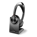 Poly Voyager Focus 2 UC USB-A Headset w/Charge Stand (Plantronics) - Bluetooth Stereo Headset w/Boom Mic - USB-A PC/Mac Compatible - Active Noise Canceling - Works w/Teams (Certified), Zoom & More