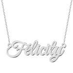 UMAGICBOX Personalized Silver Name Necklace Felicity - Customizable Engraved Stainless Steel Pendant for Women - Unique Gift for Birthdays, Anniversaries, Graduations, and Valentine's Day