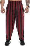 BIG SAM SPORTSWEAR COMPANY Men's Baggy Sweatpants with Pockets, Oldschool Loose Fit Gym Pants, Red-black, Small